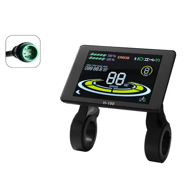 A89E-Electric Bicycle Display H-100 LCD Display Control 24V - 72V Speed Meter 5Pin Speedometer