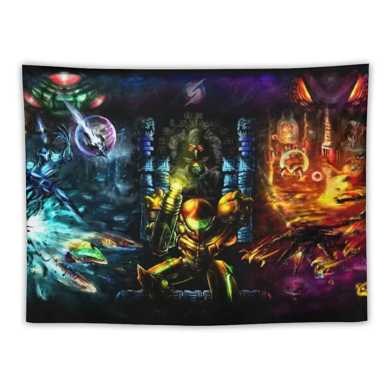 

Harmony of a Hunter: 25 Years of Metroid Tapestry Carpet Wall Hanging Wall Tapestry