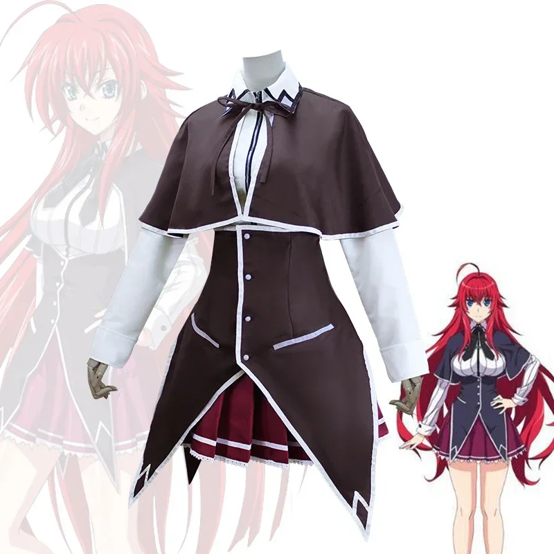 Disfraz de Anime de escuela secundaria D×D Rias Gremory, uniforme, traje de mujer, capa, falda superior, disfraz de fiesta de Halloween #   1 #   W.