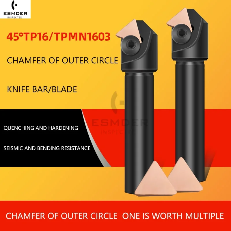 

B45 Degrees TP16 C20T1-120ap6-25 CNC Chamfer Cutter Bar TPKN1603 Carbide Inserts Abandoned Chamfering knife For Stainless Steel