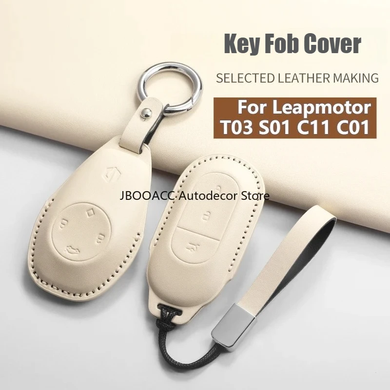 For Leapmotor T03 S01 C11 C01 PU Leather Car Key Case Cover Leap Remote Control Protective Cover Car Key Case Cover Shell Fob