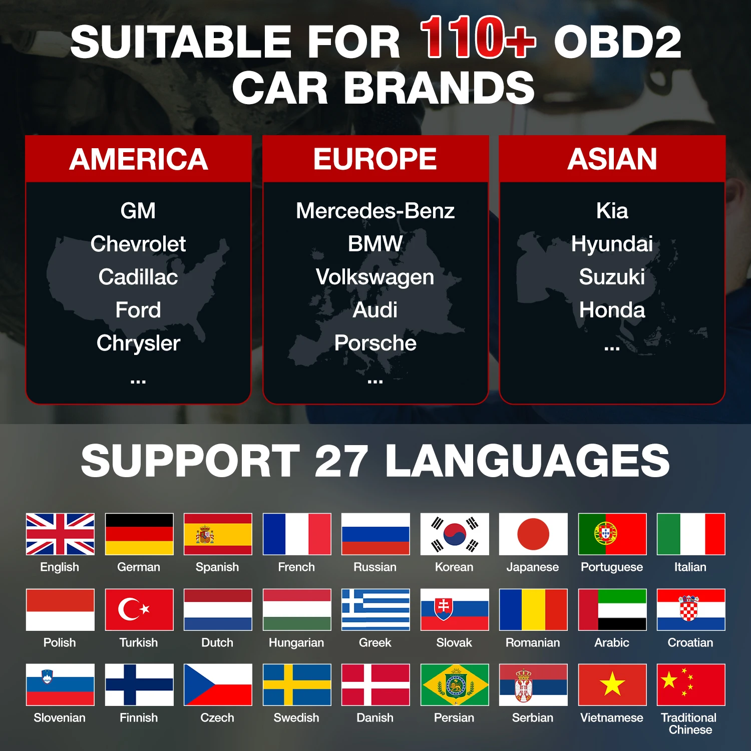 USA Warehouse Kingbolen K8 Volledige systeem-autoscanner voor alle auto's, 2 jaar gratis update