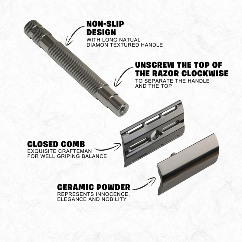 Durable Replaceable Reusable Safety Razors With Stainless Steel Double-Sided Blade