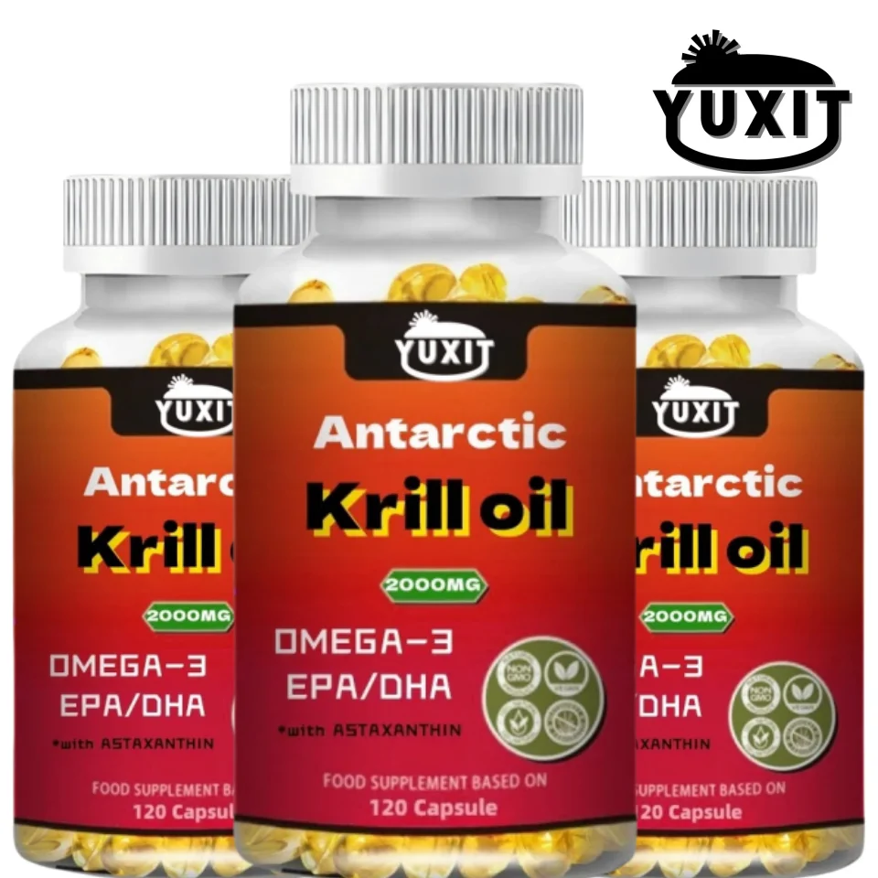 Antarctic Krill Oil Omega 3 Softgels 2000mg,with Phospholipids, Choline & Astaxanthin Sustainably Sourced, Non-GMO Verified