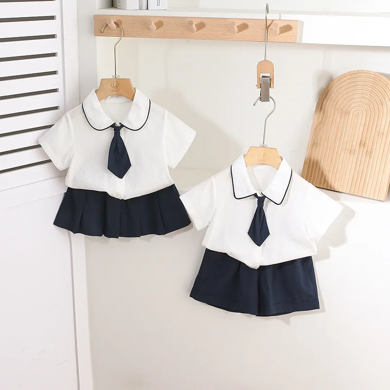 

Baby Clothing Set Summer Academic Style Boys and Girls Baby One Year Old Thin Summer Outerwear Two Piece Set