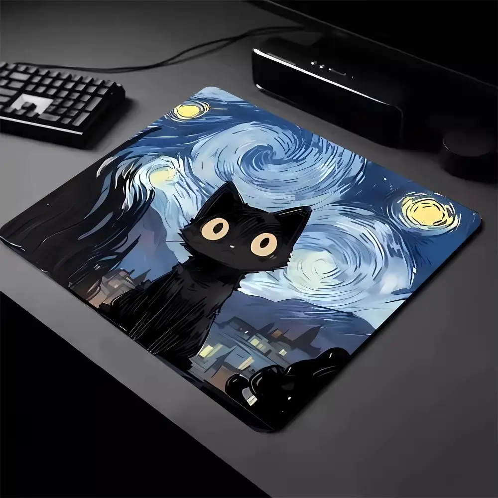 

Коврик для мыши Starry Night Cat, игровой настольный коврик, новый квадратный 40*45 см, игровые офисные аксессуары, коврик для мыши, резиновый коврик для ПК, клавиатура, настольные коврики