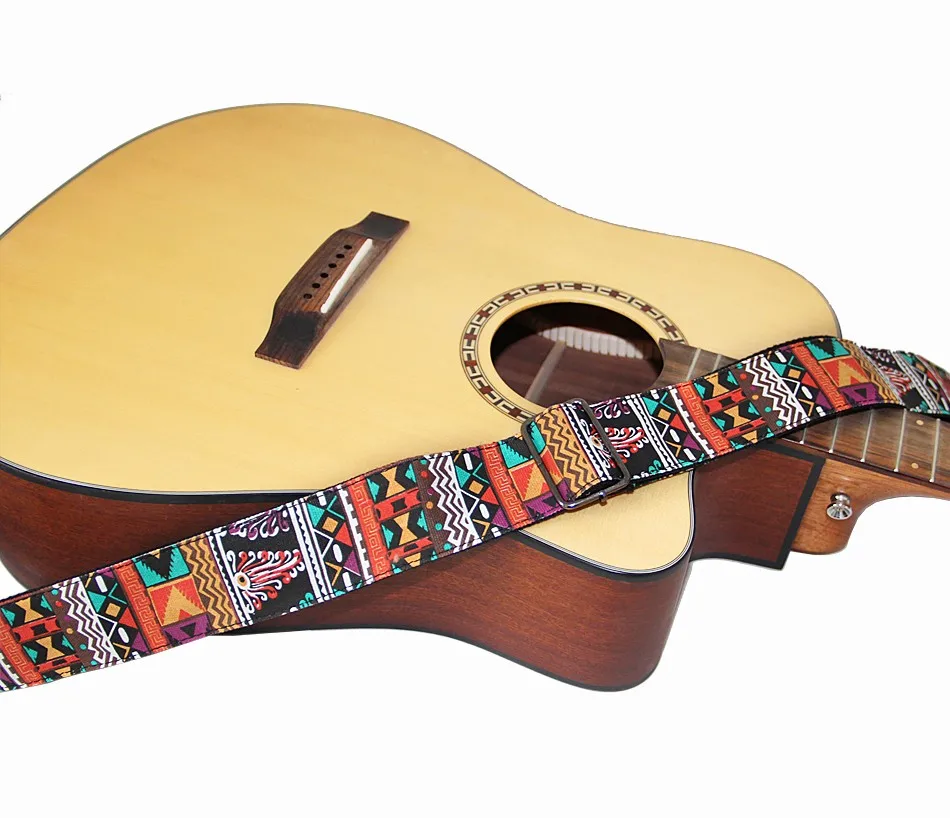 Neuer hochwertiger Baumwoll-Gitarrengurt, Akustikgitarrengurt, E-Bass-Gitarrengurt, verstellbare Länge, verbreitert 6,2 cm – Detail 17