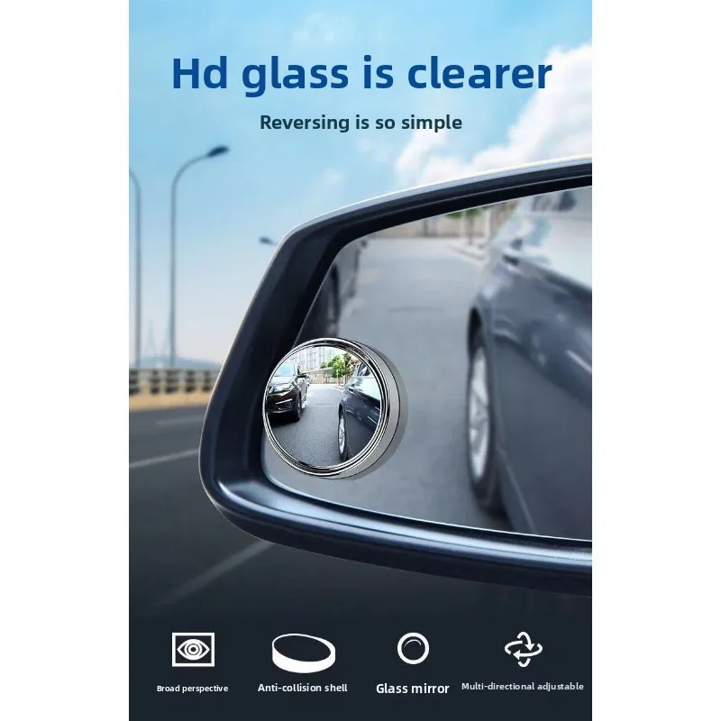 2Pcs Car Blind Spot Mirror 360° Rotatable HD Waterproof Convex Rear View Auxiliary Mirror for Auto SUV Sedan Truck
