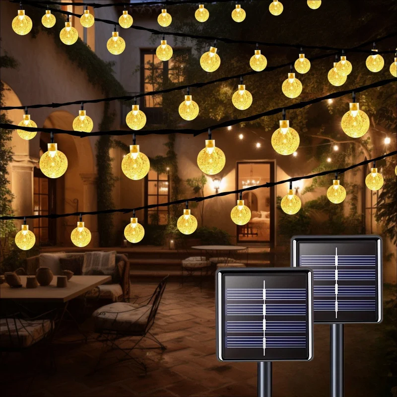 1pc Solar Crystal Globe Lights Patio Garden House Fence Landscape Wedding Decor Aesthetic