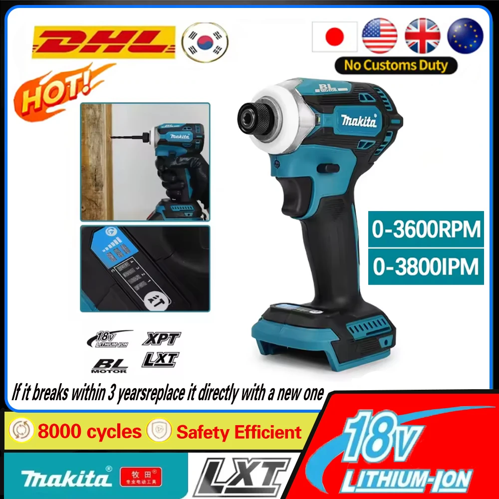 

Makita DTD171 18v Impact Driver Cordless Brushless Electric Screwdriver Rechargable Drill Driver Makita Original Power Tool
