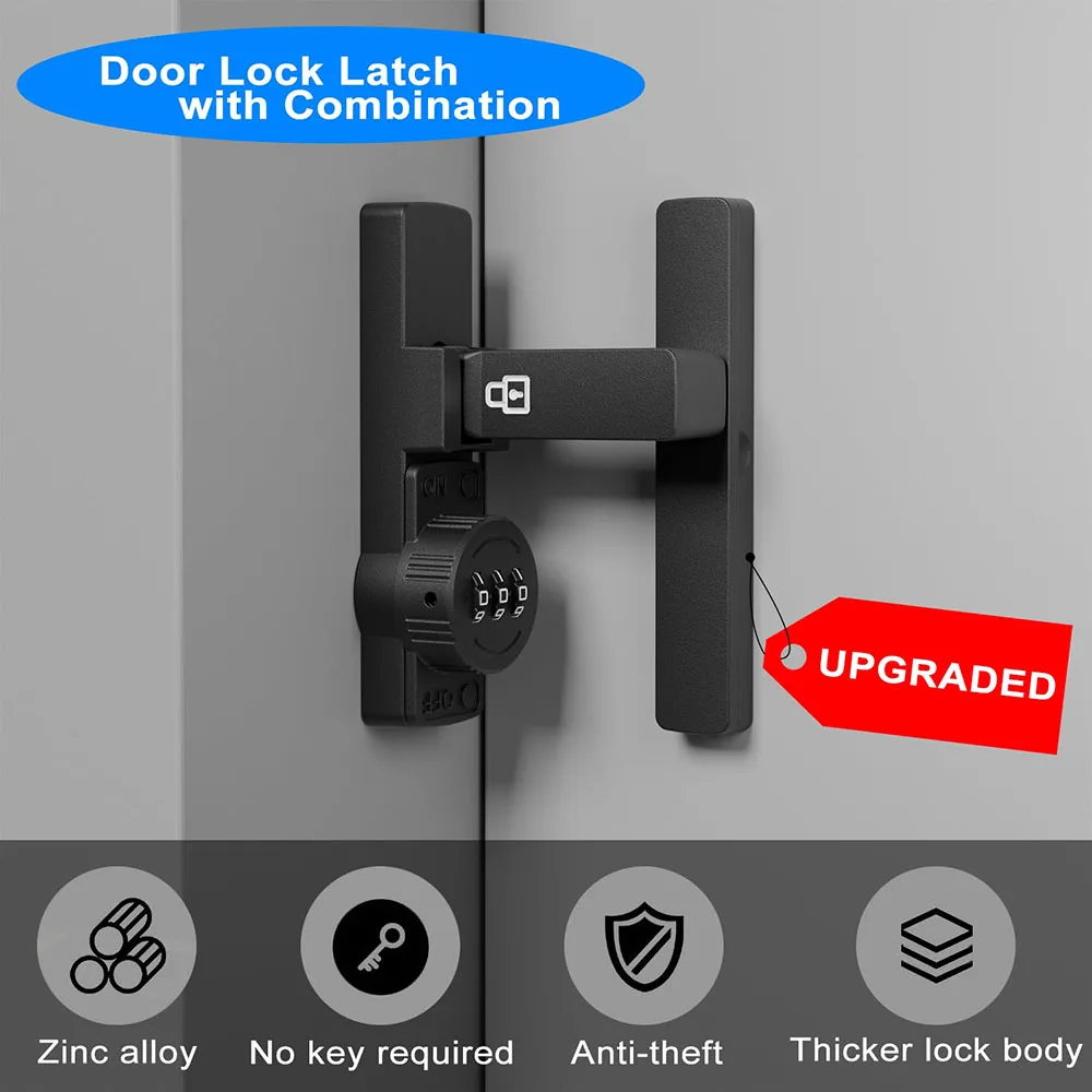 Serratura di sicurezza per porta della fienile Serratura a combinazione a 3 cifre Serratura per porta di casa per armadietto del vino da bagno con codice password Lega di zinco durevole