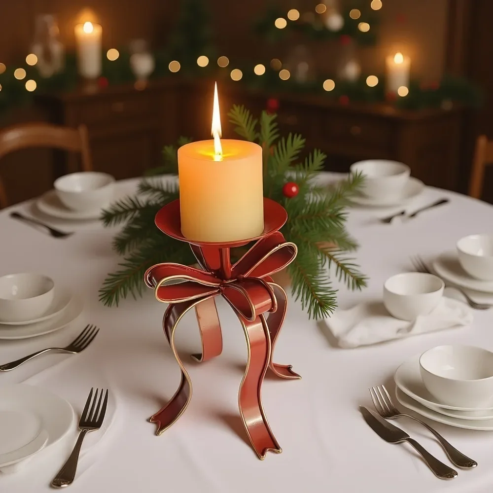 Retro Metal Candle Holder Home Desktop 3D Butterfly Knot Candlestick for Candles Table Top Items Ornament Home Decorations Gifts