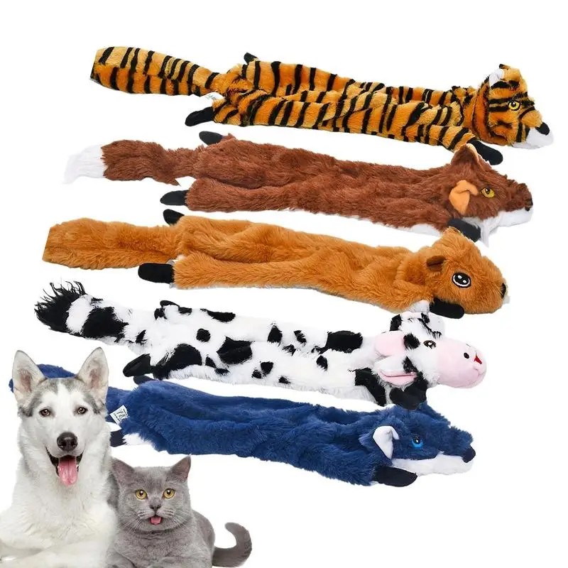 

Plush Squeaky Dog Toys 5 Pieces Pet Plush Toys Interactive Bite Simulated Animals For Training Rewards Puppies Aggressive