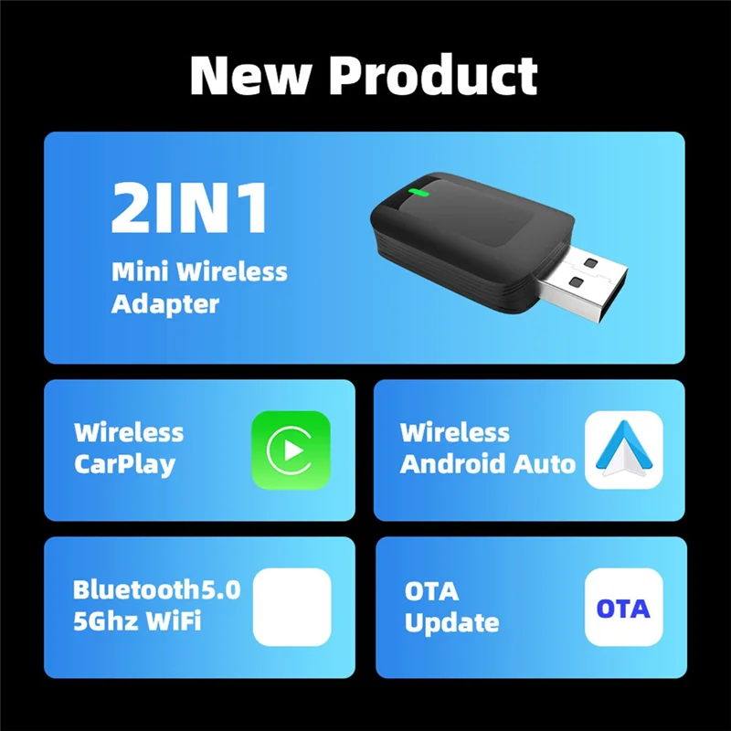 Wired To Wireless Carplay Android Auto Wireless Car Adapter Smart Mini Box Plug And Play Wifi 2 In 1 Car AI Box