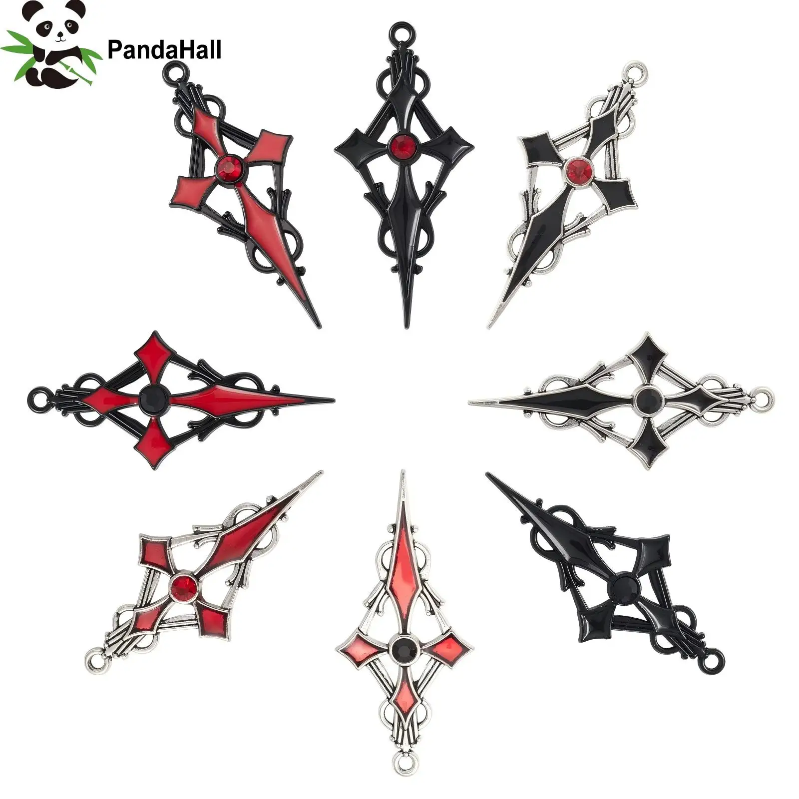 

Pandahall 40Pcs 8 Colors Tibetan Cross Charms Enamel Crucifix Charms with Rhinestone Jesus Cross Charms for Jewelry Craft Making