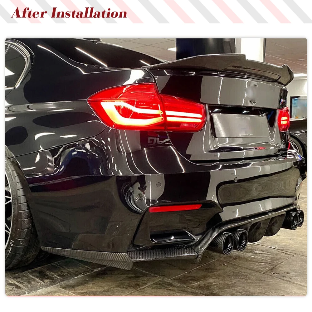 Car Rear Bumper Diffuser Lip Spoiler for BMW F80 M3 F82 F83 M4 Bumper 2014-2018 Sedan Carbon Fiber / ABS Black Rear Bumper Cover