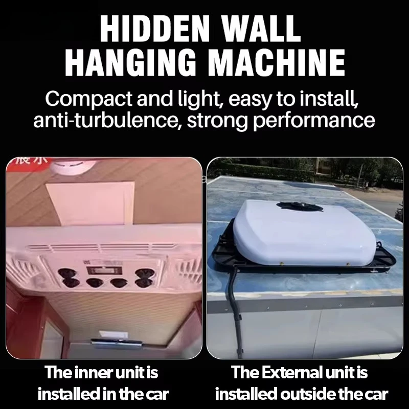 تيار مستمر 12 فولت 24 فولت على السطح نوع مكيف الهواء الكهربائي جديد التبريد والتدفئة وحدة RV لشاحنة RV تخييم #4