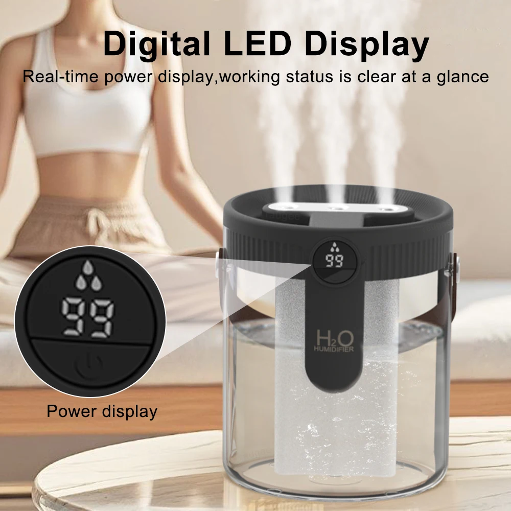1.5L Air Humidifier Large Capacity Home Humidifier Silent Mist Maker 1800mAh Battery USB Rechargeable Humidifier with LED Light image 4