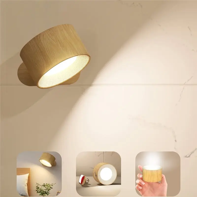 ABFU-Temp No Drill Installation 2-Pack Rechargeable LED Wall Sconces, Magnetic Design, Remote Control, 3 Color Temperature Optio
