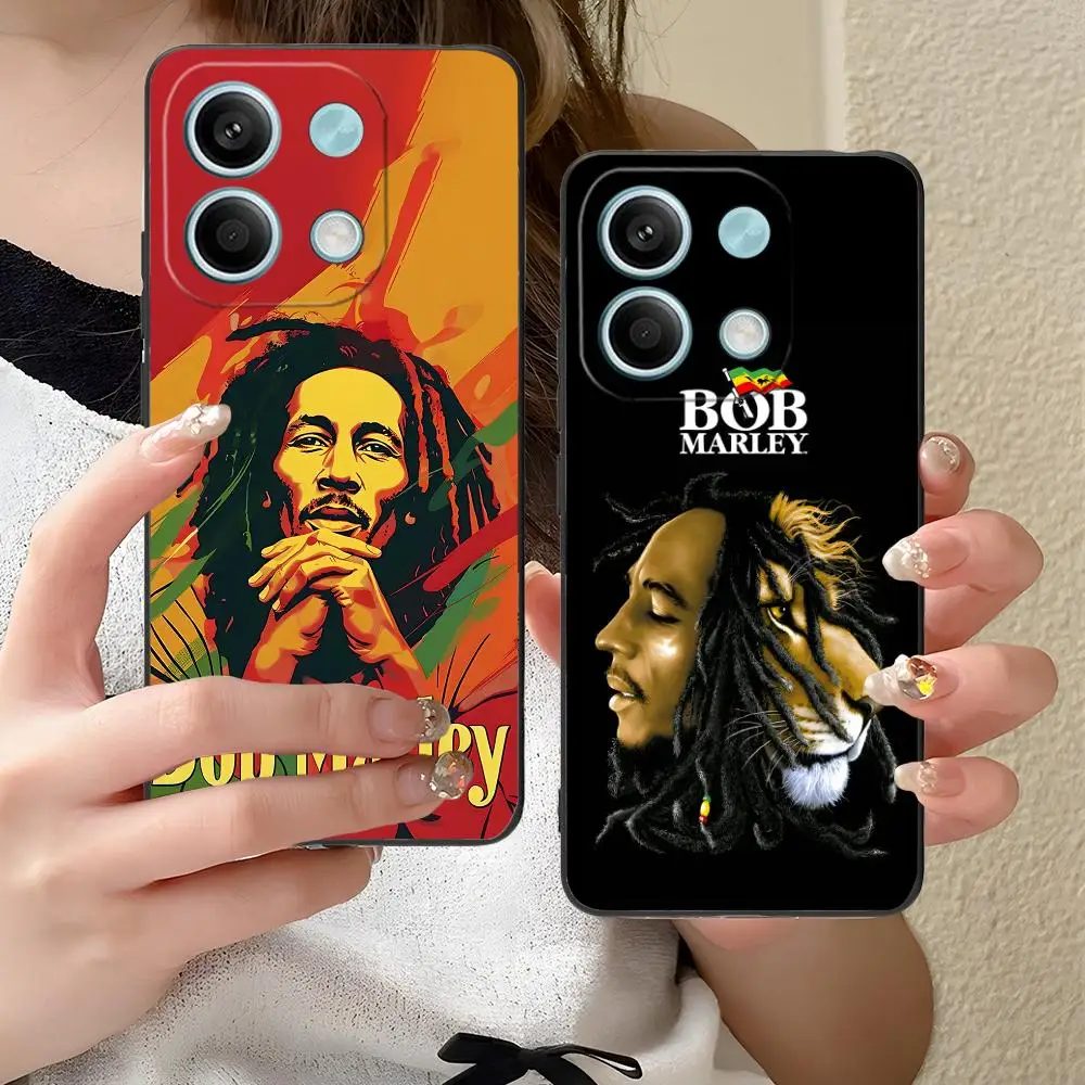 Funda para Teléfono con Diseño de Bob Marley de Reggae para Xiaomi Redmi Note 14 13 12 11 S Pro Plus 4G 5G, Cubierta con Impresión Colorida, Lujosa y Bonita para Smartphone