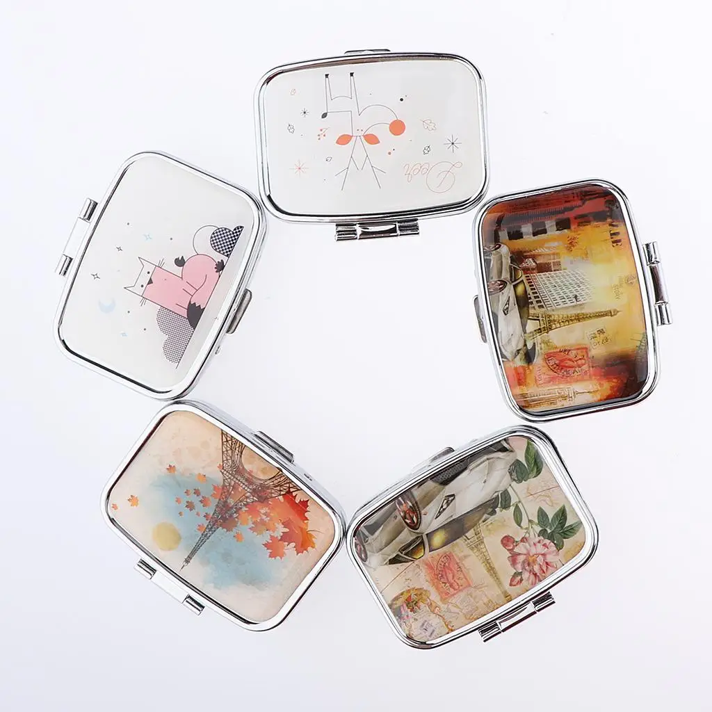 

Pill Case with Mirror Decorative Small Medicine Container Lightweight Organizer for Gift and Daily Use