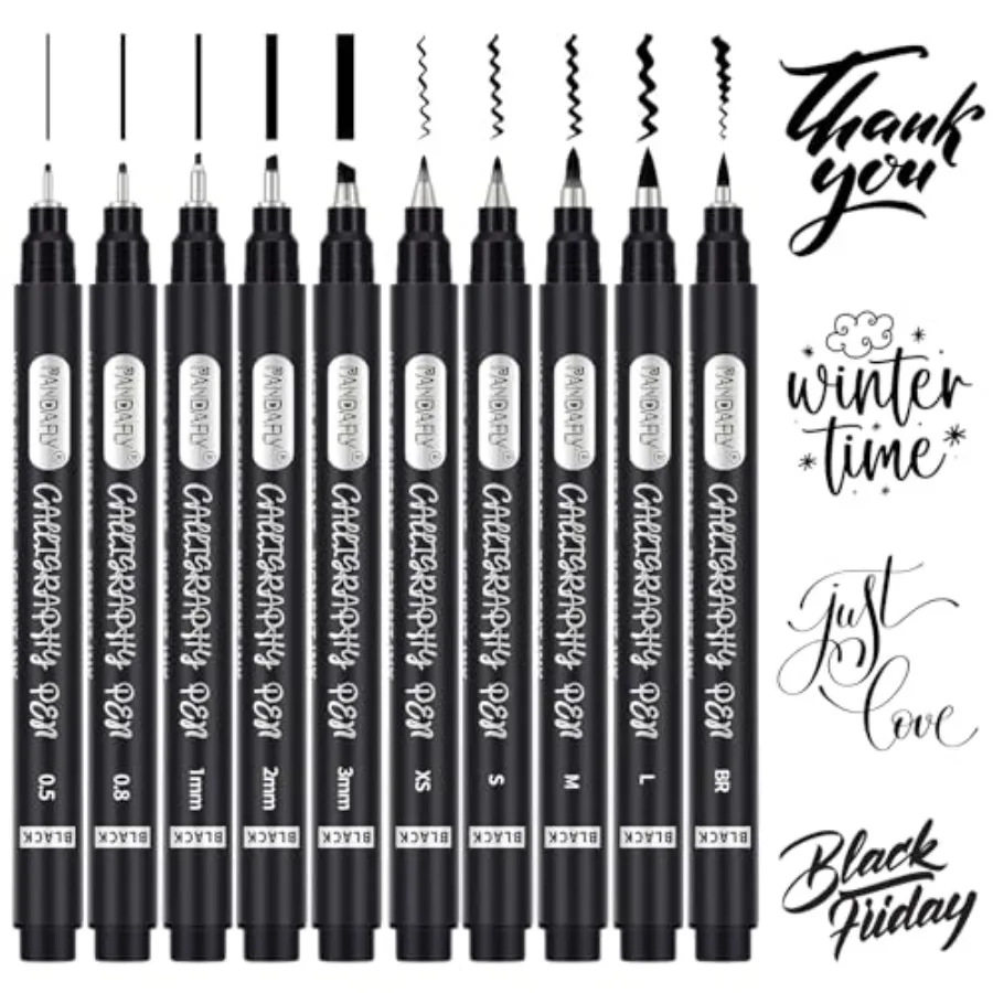 

Calligraphy Pen, 10 Size Calligraphy Pens for Writing, Brush Pens Calligraphy Set for Beginners, Hand Lettering Pen for Art Dra