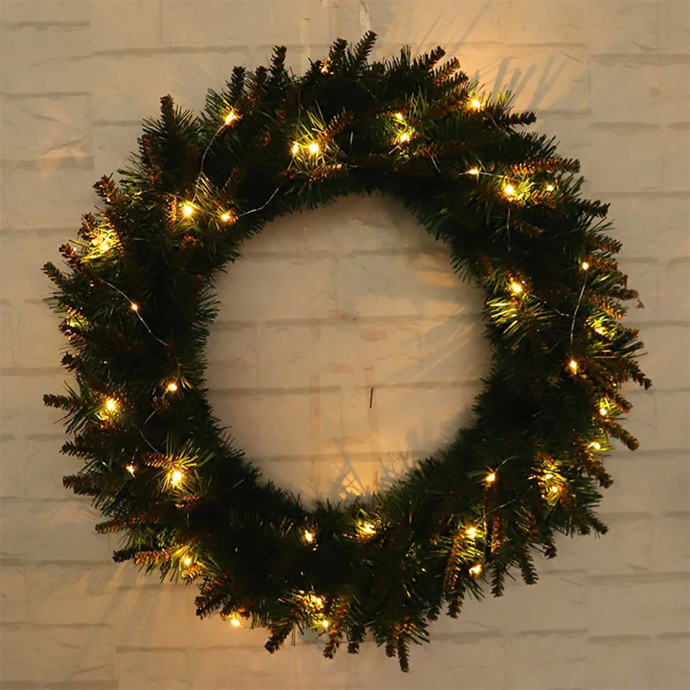 

30 Cm Wreath with Lights Holiday Door Xmas Garland Artificial Christmas LED Pine