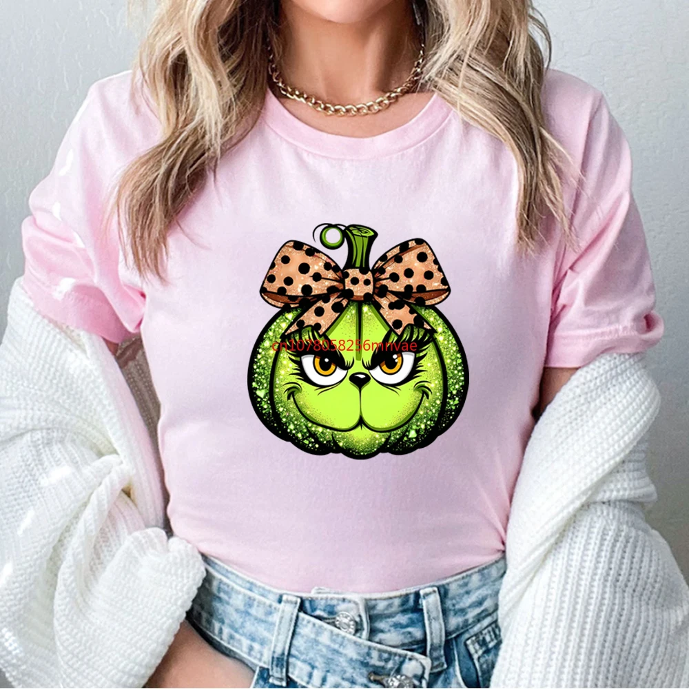 Fall Coquette Pumpkin T-shirt Christmas Shirt Bougie Shirts Its Fall Yall Tee Green Guy Short Sleeves Top Trendy Women Clothing