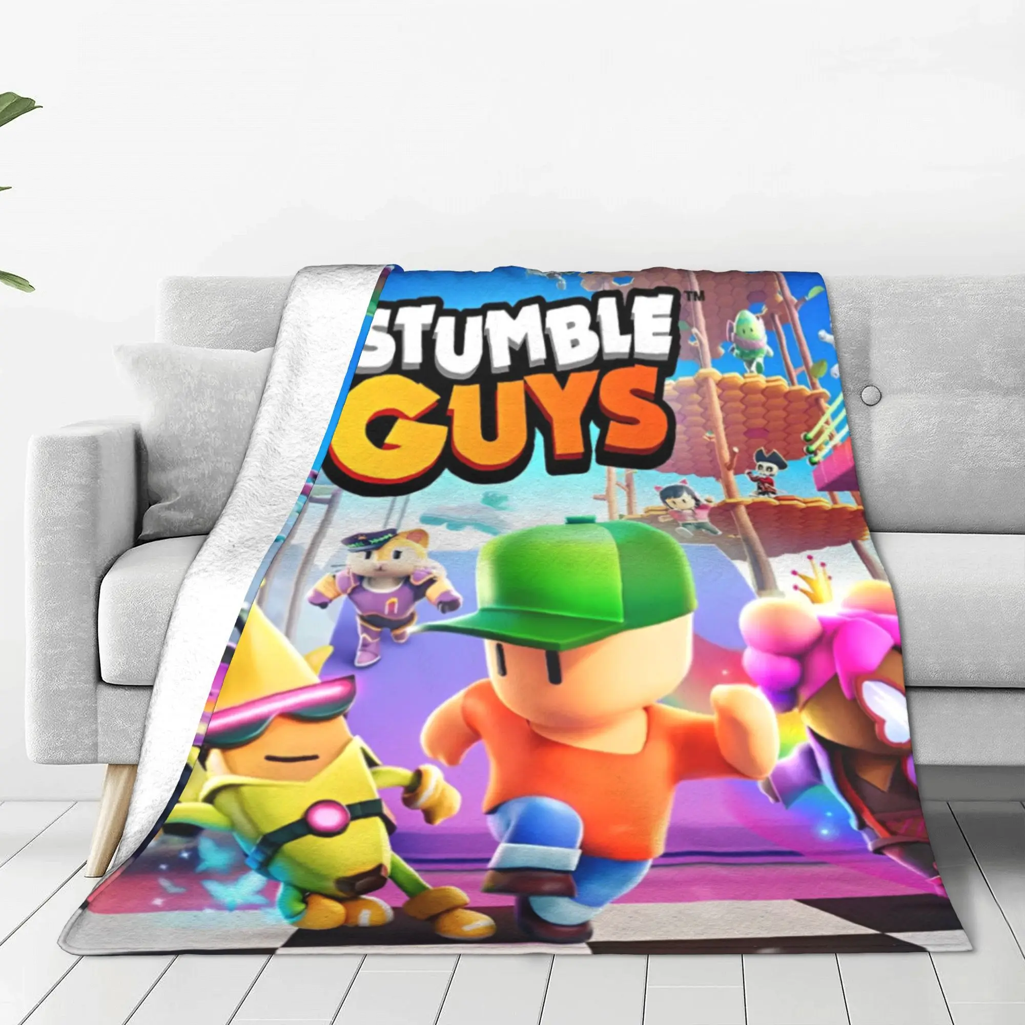 S-Stumble Funny Game Guys Cartoon Velvet Throw Blankets Back to School Gift Blanket Bed Throws Ultra-Soft Plush Thin Breathable