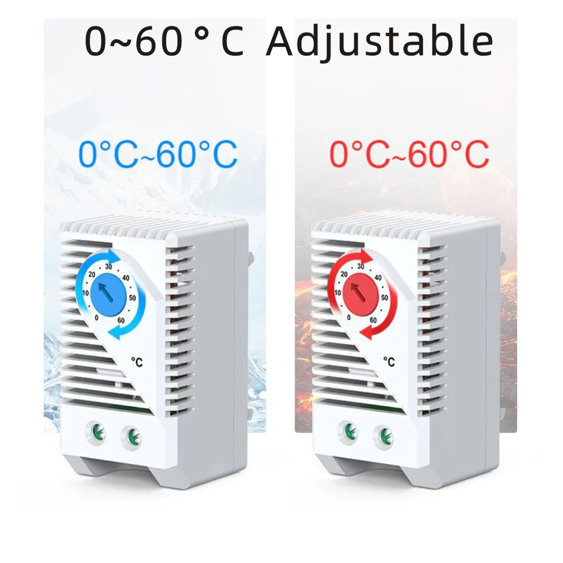 KTO NC KTS NO 0-60°C Mini Compact Bimetallic Thermostat Mechanical Temperature Controller NC/NO DIN Rail Installation