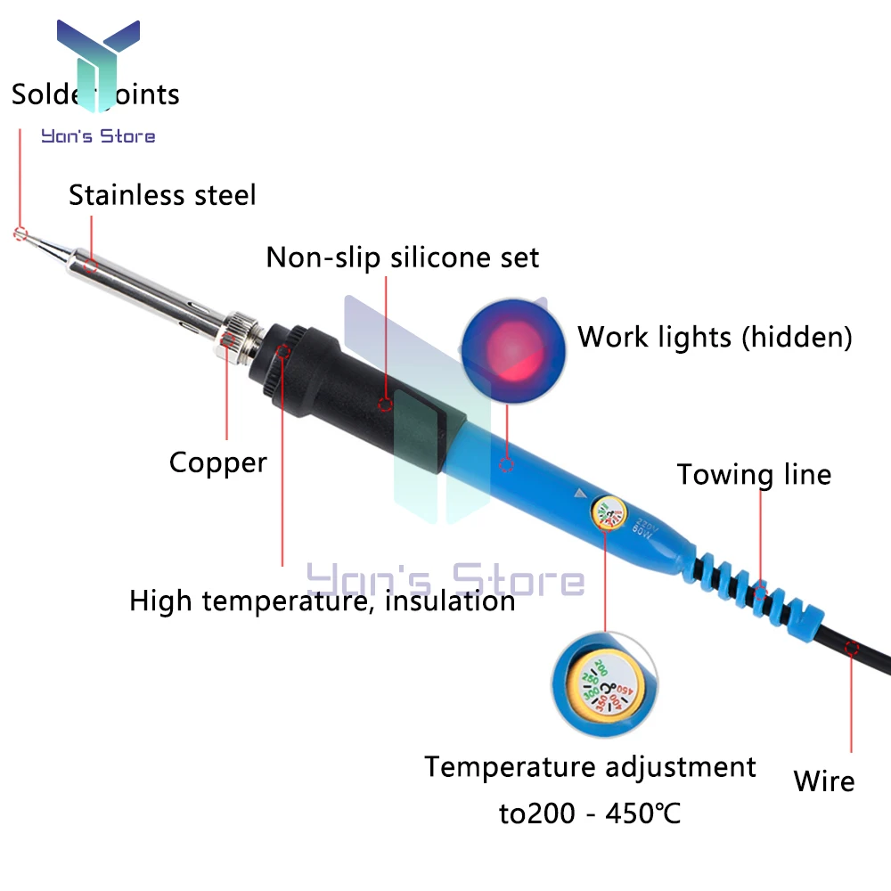 Adjustable Temperature Electric Soldering Iron 220V 110V 60W Welding Solder Rework Station Heat Pencil Tips Repair Tool