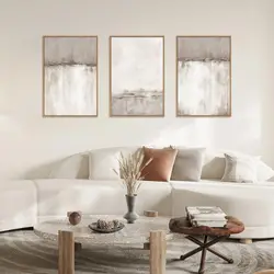 3Pcs/Set Neutral Taupe Canvas Wall Art Abstract Textured Decoration Beige Minimalist Poster for Living Room Home Decor Frameless