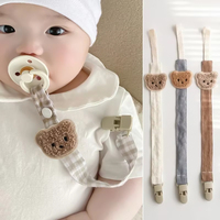 1Pcs Cute Bear Baby Pacifier Chain Clip, Anti-fall Cartoon Pacifier Clip, Baby Toy Anti-fall, Knitted Chain Clip, Newborn Gift