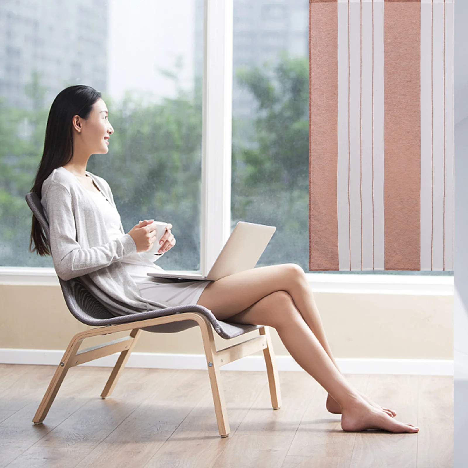 

100x200cm Voile Curtains Sheer Window Tulle Lightweight Panels Modern Farmhouse Style for Bedroom Living Room Bathroom