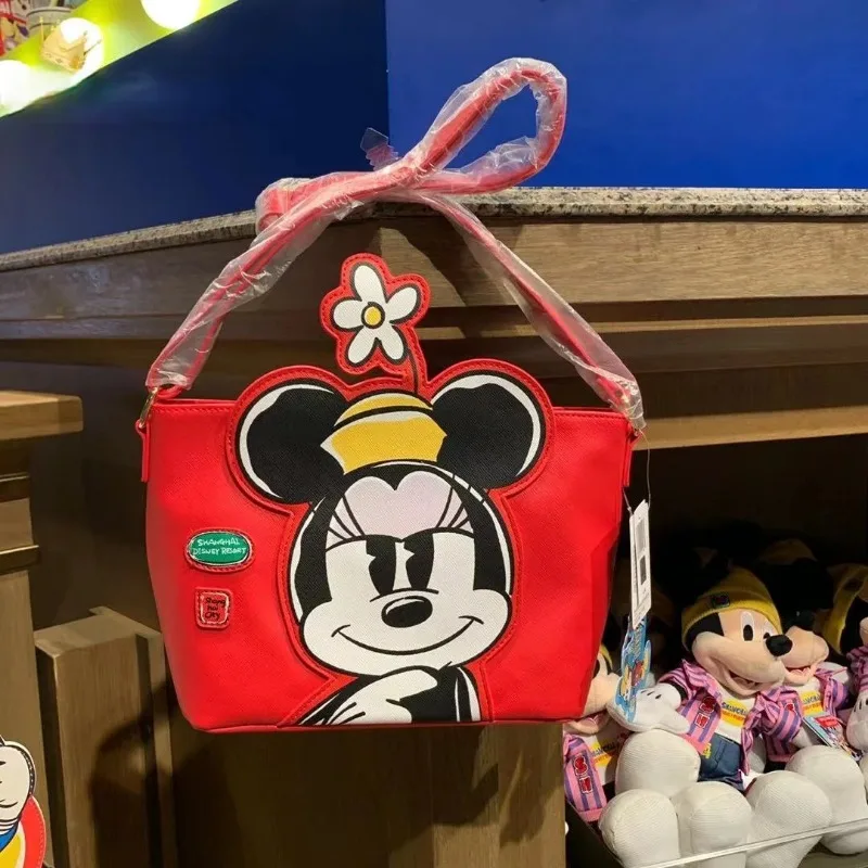 Disney Minnie's New Girls' Shoulder Bag Luxury Brand Original Women's Bag 3D Cartoon Fashion Girls' Shoulder Crossbody Bag