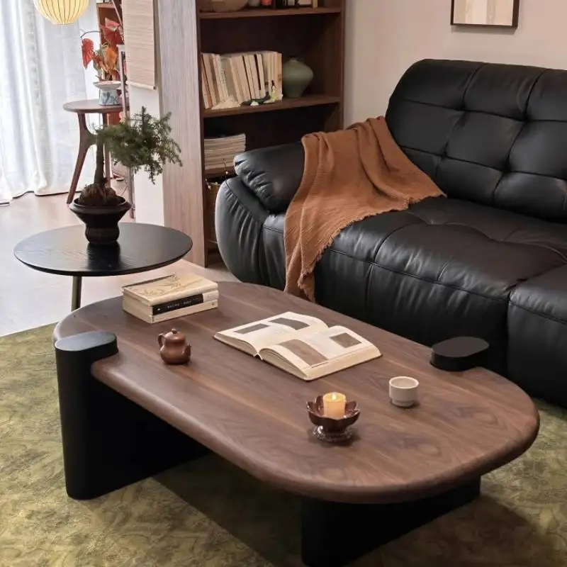 

Vintage Wood Coffee Table Nordic Black Space Saving Minimalist Coffee Tables Wooden Round Meuble Salon Living Room Furniture