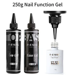 RS NAIL 250ML Super Top Coat Base Coat 2PCS SET Nail Art Gel Polish UV/LED Sock off Without Sticky Layer Clear Top Gel Manicure