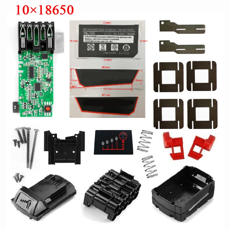 For M18-5-10 Li-ion Battery Plastic Case PCB Charging Protection Circuit Board Box For Milwaukee 18V 6Ah Sticker Shell Housings