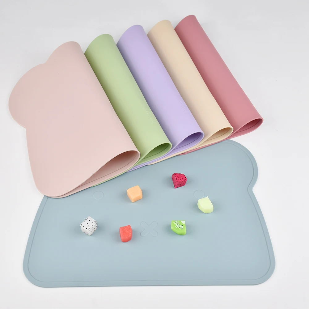 1pc Bear Shaped Custom Name Cartoon Placemat for Kids - Portable & Foldable Silicone Mat image 3