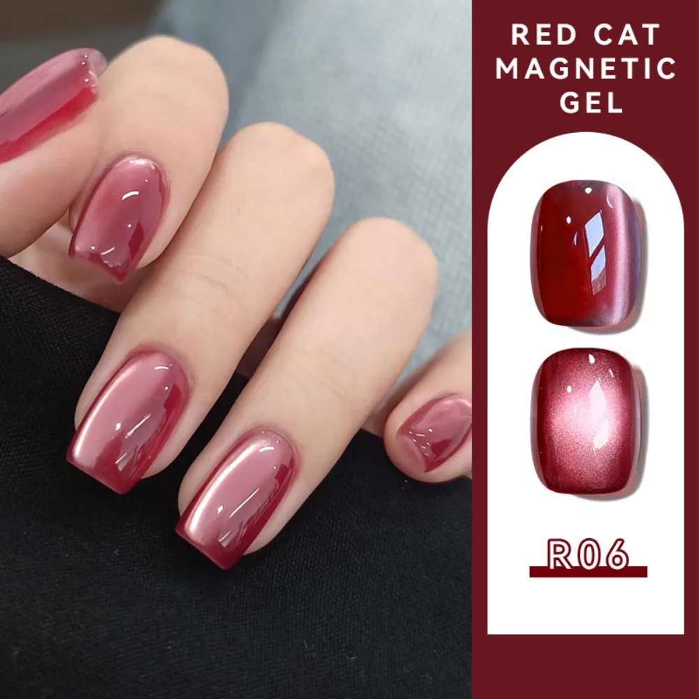 15 مللي تألق روبي القط المغناطيسي هلام مسمار البولندية الأحمر سلسلة بريق شبه دائم نقع قبالة مسمار الفن Varnis لتقوم بها بنفسك مانيكير #3