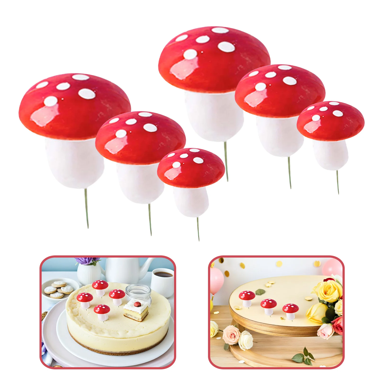 

30Pcs Mushroom Cake Decoration Picks Premium Foam Dessert Insert Toppers Creative DIY Cupcake Picks for Baking Party