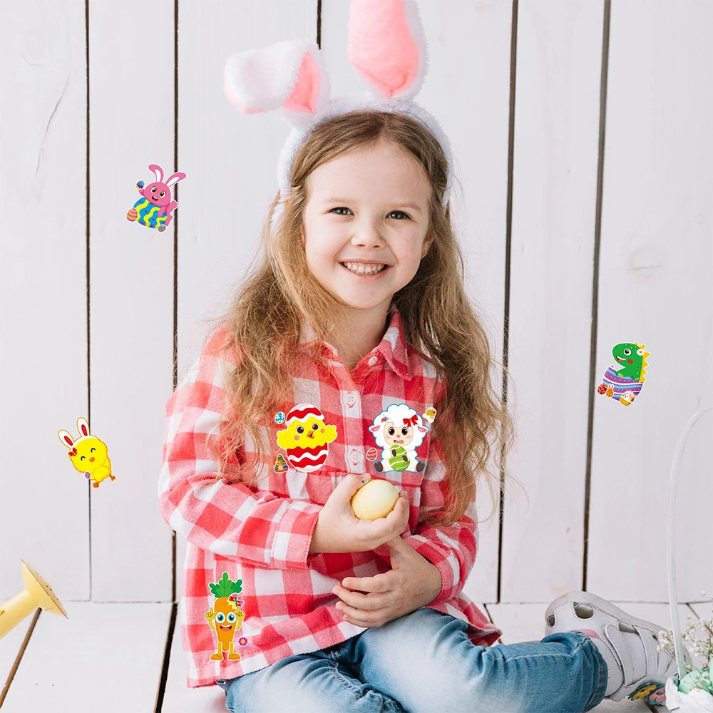 8/16 arkuszy Śliczny królik Zrób twarz Puzzle Naklejki DIY Dzieci Stwórz swój własny króliczek Złóż układankę Ulubione przyjęcie Zabawki dla dzieci Prezent