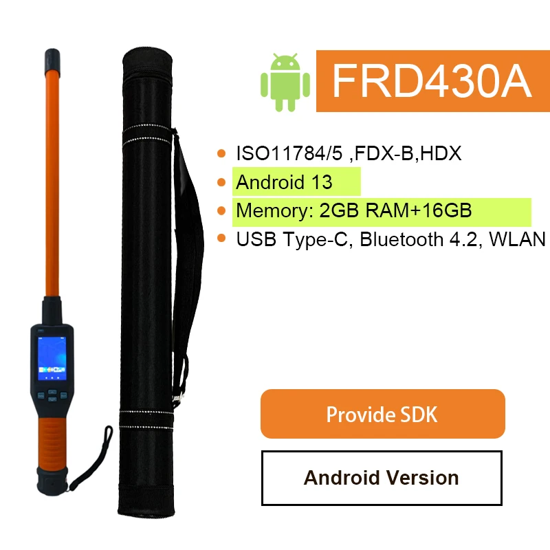 134.2khz Android13 Wifi ISO11784/85 HDX FDX-B Animal Tag Reader for Livestock Cow Camel RFID Ear Tag Scanner