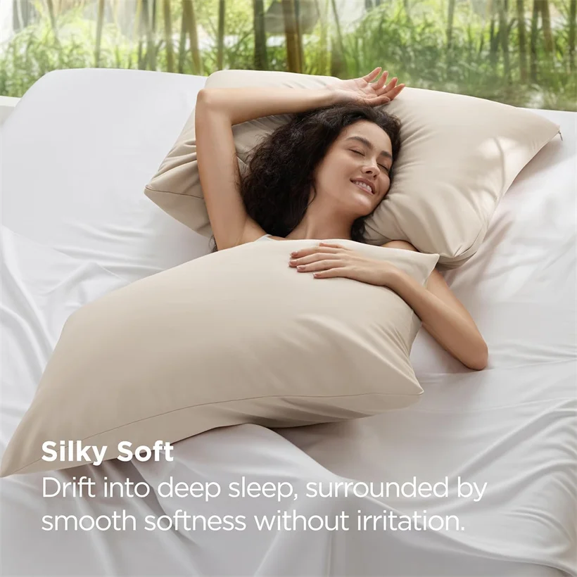 2 Pieces Pillowcase 100% Viscose Derived from Bamboo Queen King Double Standard Size Pillow Case Soft Cooling Pillow Covers - view 4
