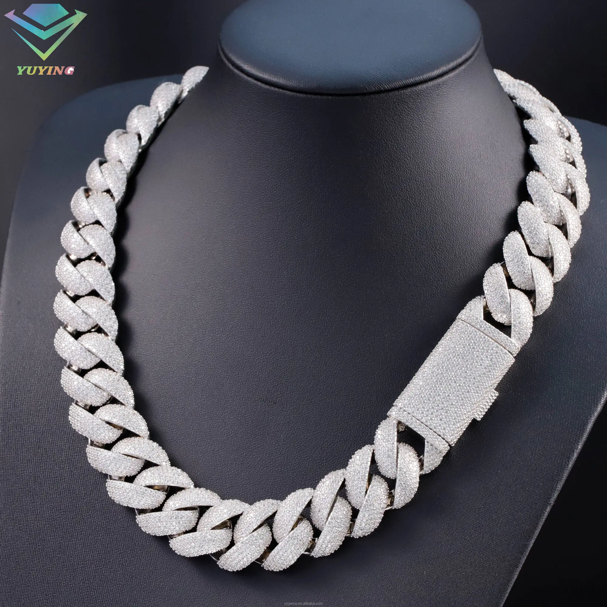 22mm Heavy Mossanite Cuban Chain Jewelry For Men S925 Solid Silver Chain Hip Hop Necklace VVS Moissanite Cuban Link Chain