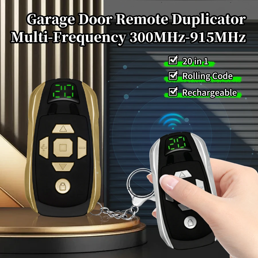 

Universal 20 in 1 Garage Door Remote Control Rechargeable Multi-Frequency 300-980Mhz Opener Remote Controller for Home Security