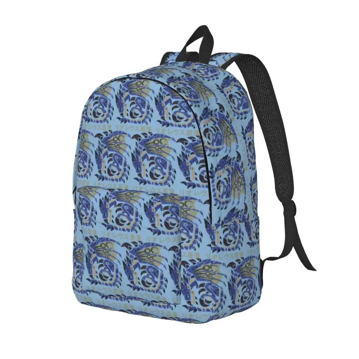 Monster Hunter World Azure Rathalos Kanji Icon Backpack Daypack Large Capacity BookBag School Bag Shoulder Bags for Boys Girls