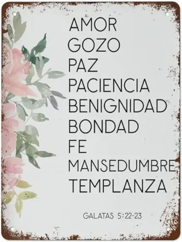Vintage Metal Tin Sign Spanish Bible Verse Quote Print Christian Print Retro Poster Wall Art For Home Garden Kitchen Bar Cafe Re