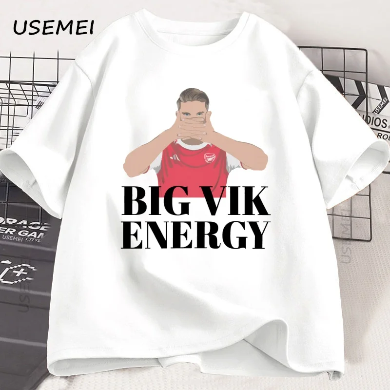 Arsenal Football Victor Gyokeres Cartoon Graphic T-Shirt Big Vik Energy Cotton Printed T Shirt Loose Short Sleeve Man Clothes