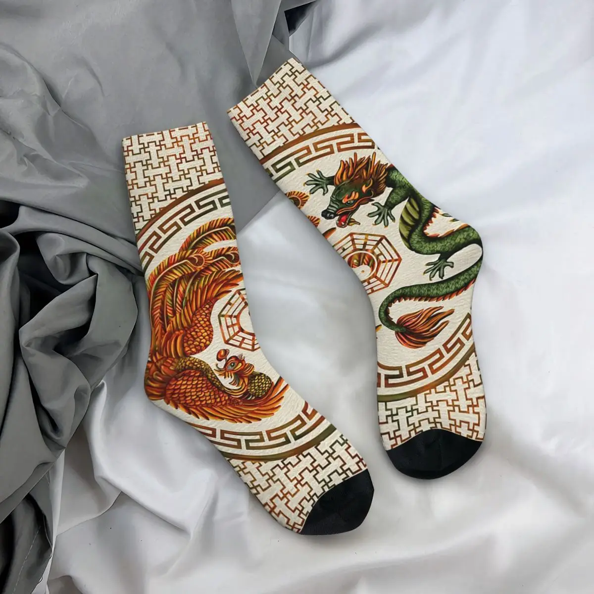 

Всесезонные чулки для экипажа, Инь Ян, дракон, классическая мифология, художественные носки, повседневные длинные носки, аксессуары для мужчин и женщин, подарок